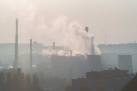 Smog-covered cityscape illustrating urban air pollution